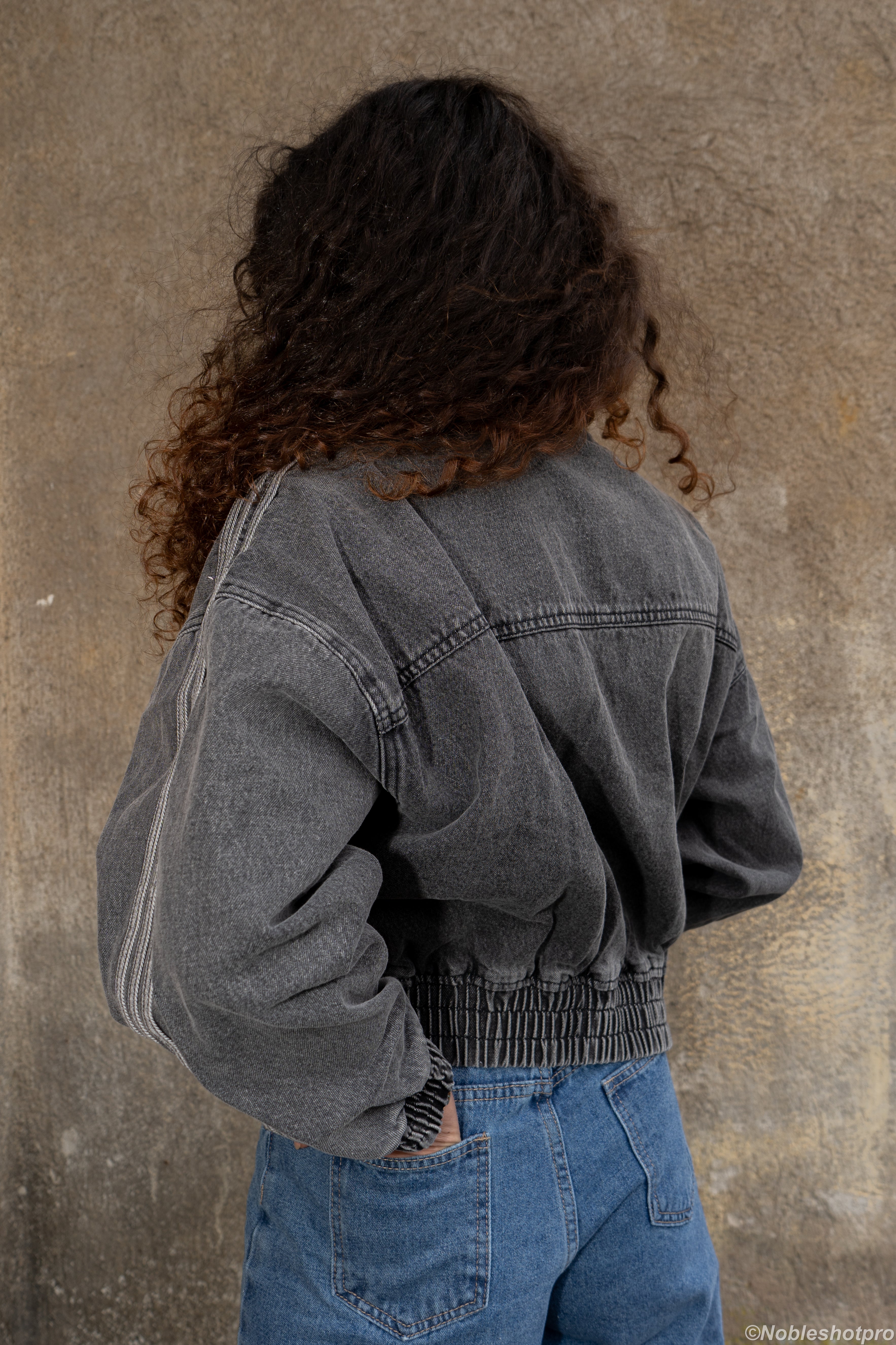 Cropped Denim Jacket – Noir
