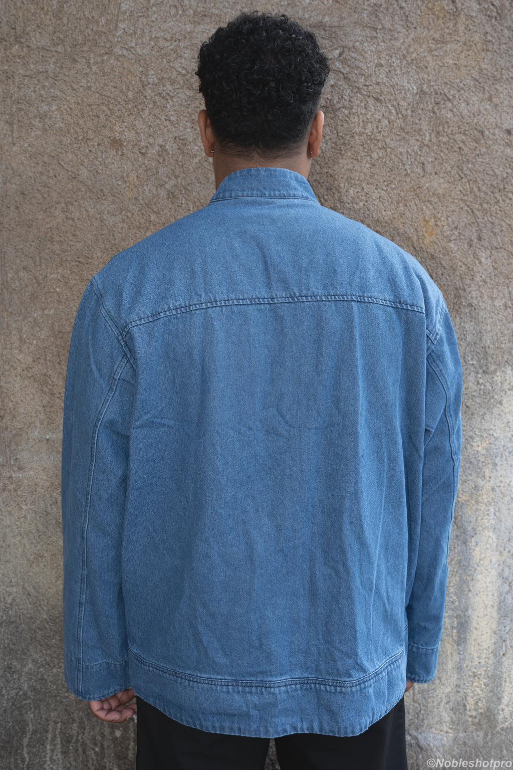 Denim Long Frog Button - Blue